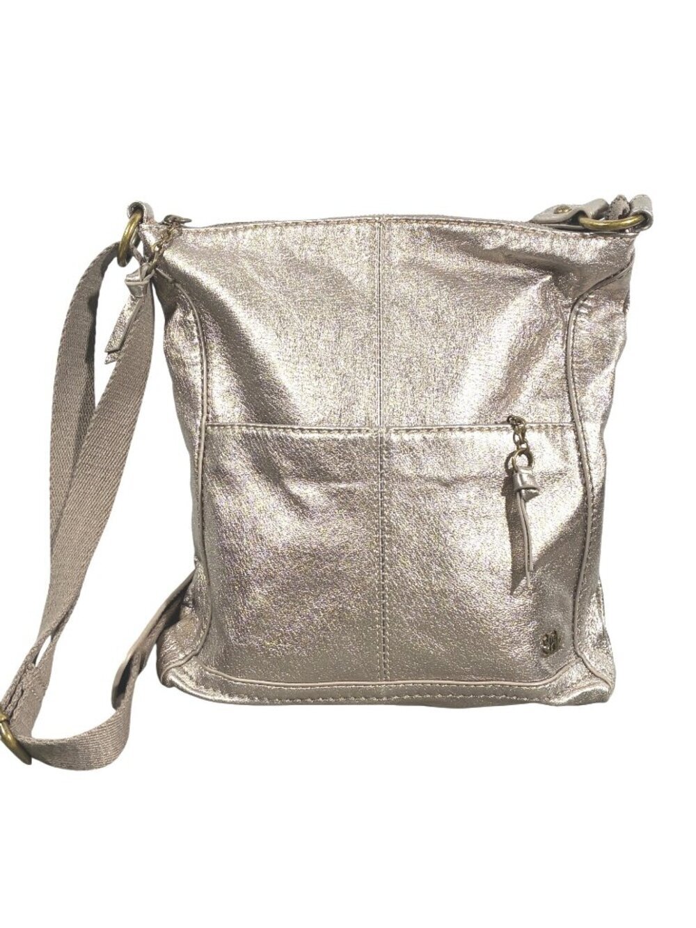 The Sak Metallic Leather Crossbody Bag With Adjustable Strap & Patterned Interio